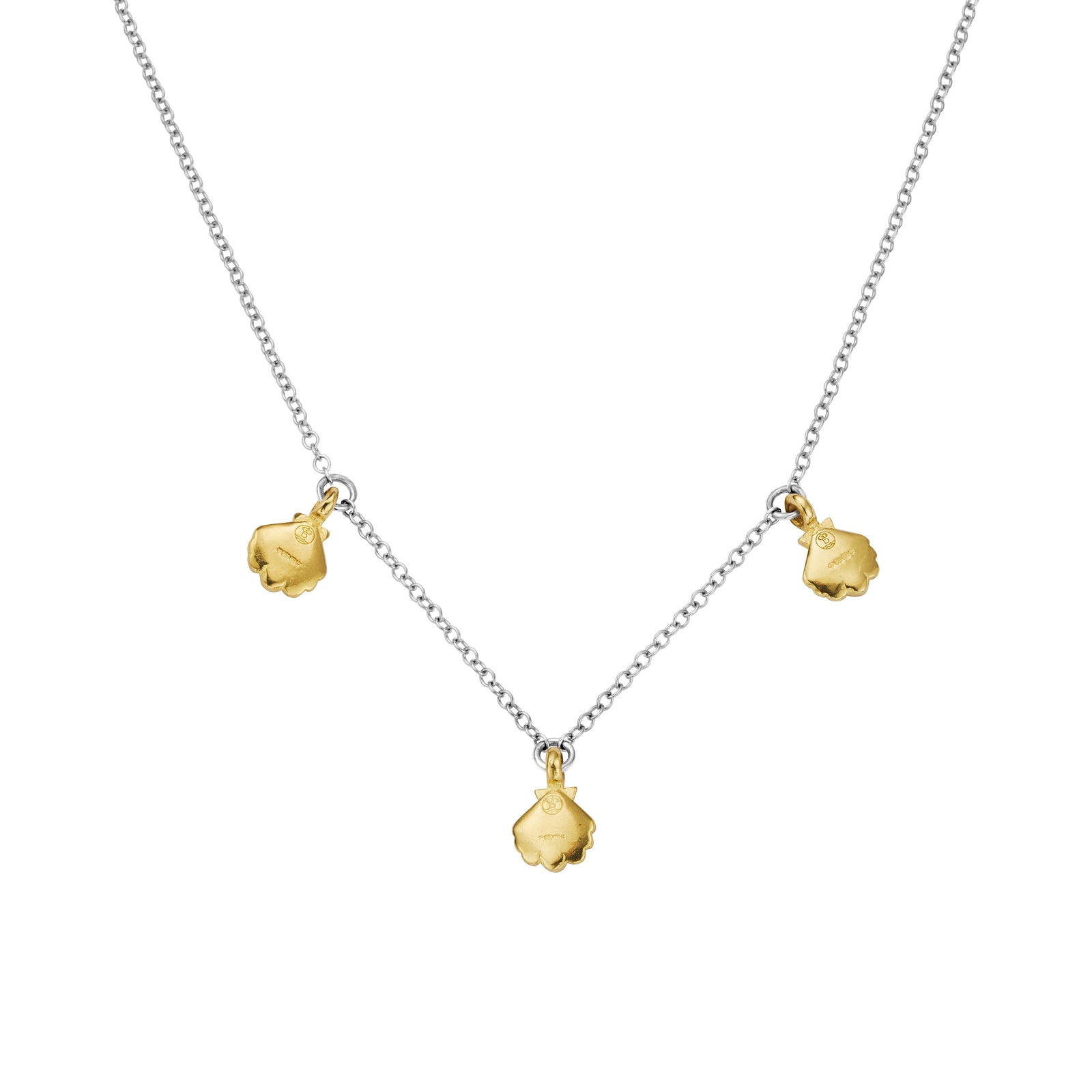 Silver & Gold Trio Scallop Shell Necklace