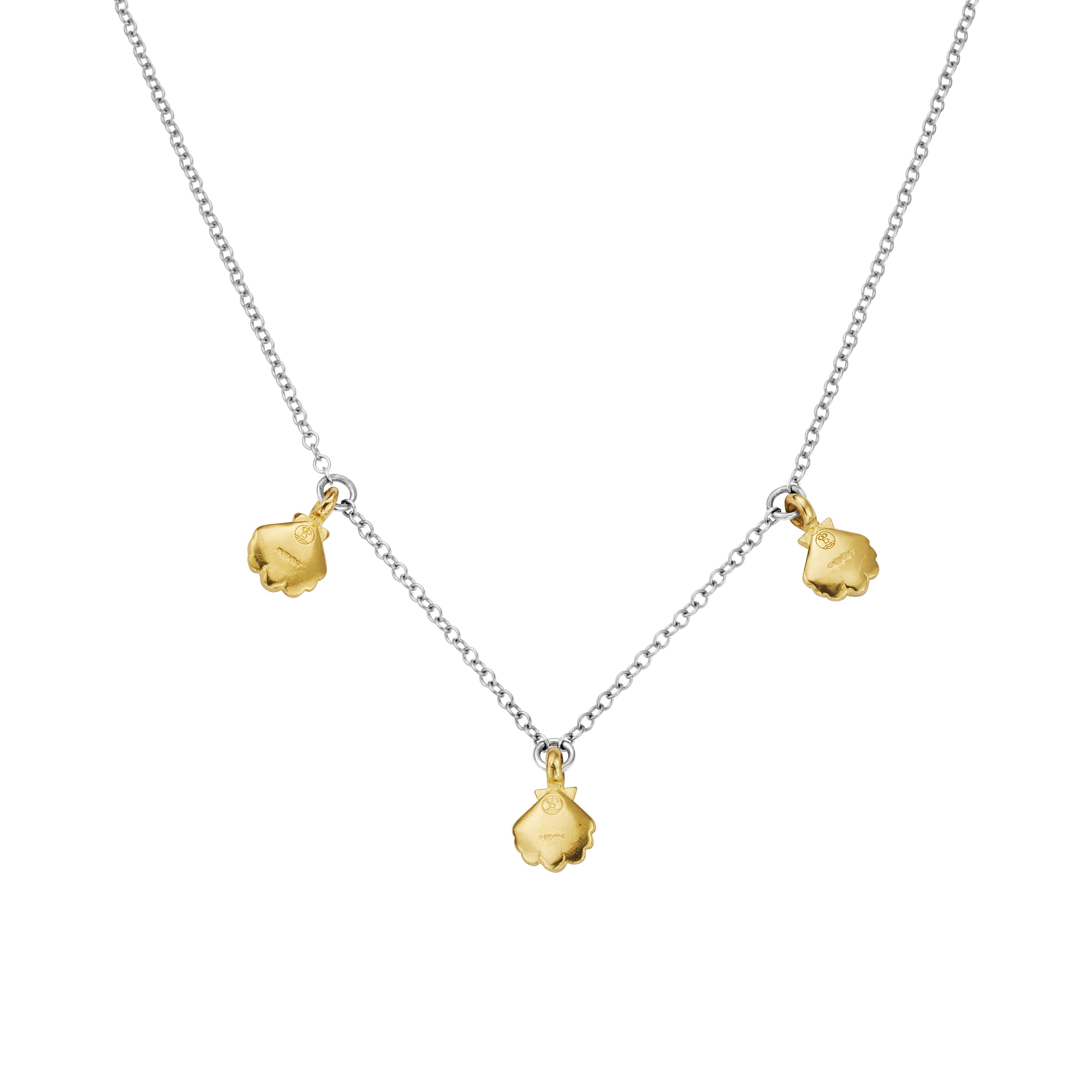 Silver & Gold Trio Scallop Shell Necklace