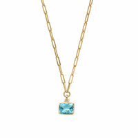 NAVIA Gold Blue Topaz & Diamond Trace Chain Necklace