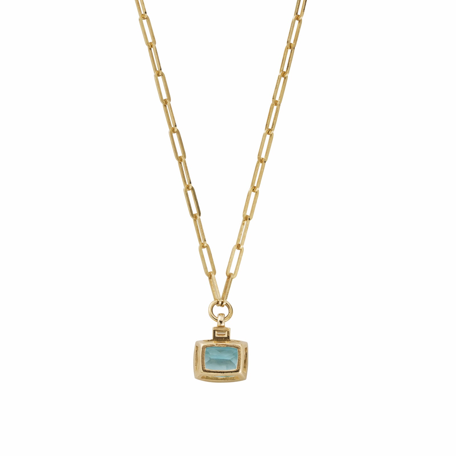 NAVIA Gold Blue Topaz & Diamond Trace Chain Necklace