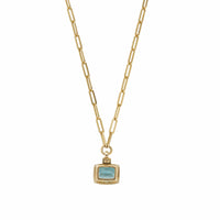 NAVIA Gold Blue Topaz & Diamond Trace Chain Necklace