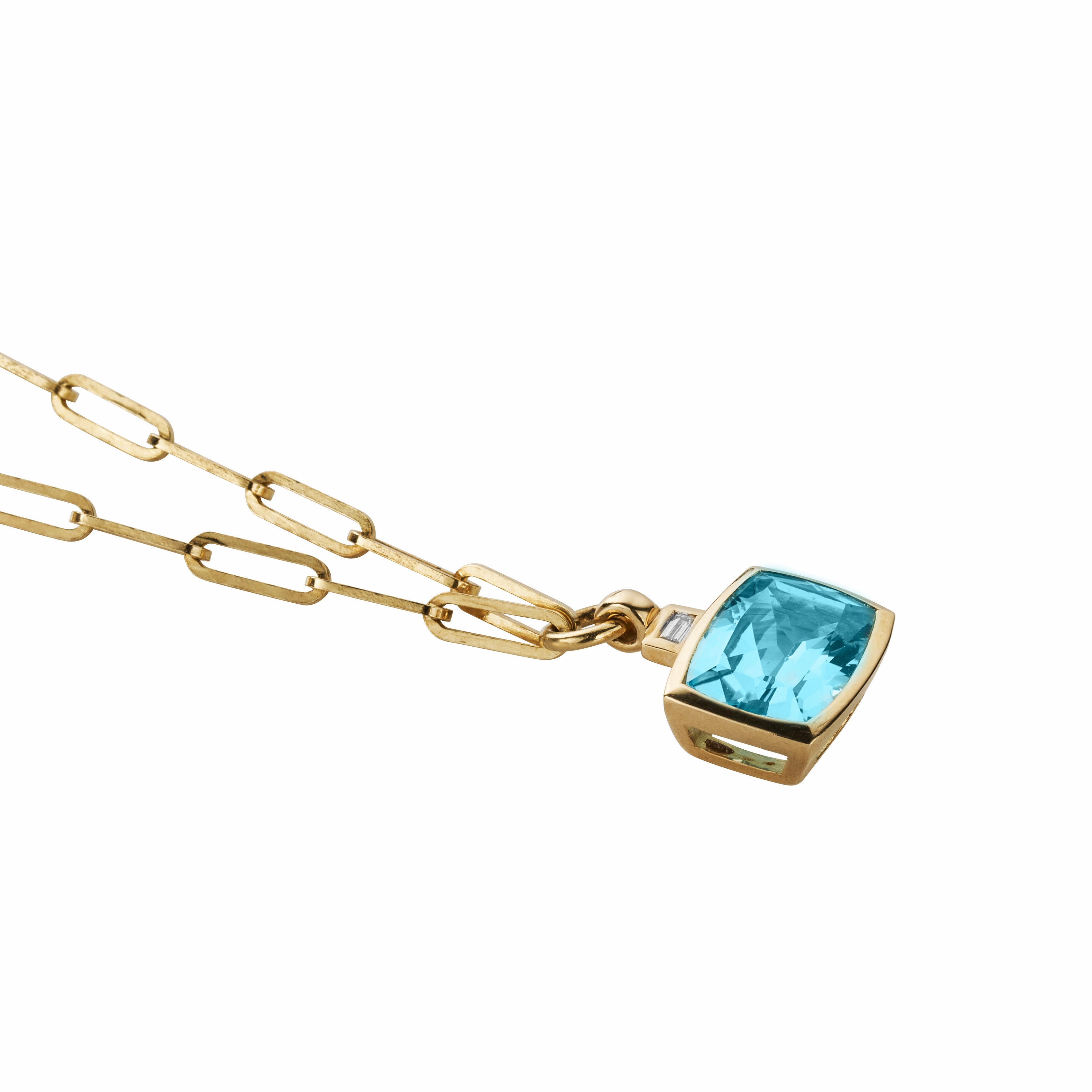 NAVIA Gold Blue Topaz & Diamond Trace Chain Necklace