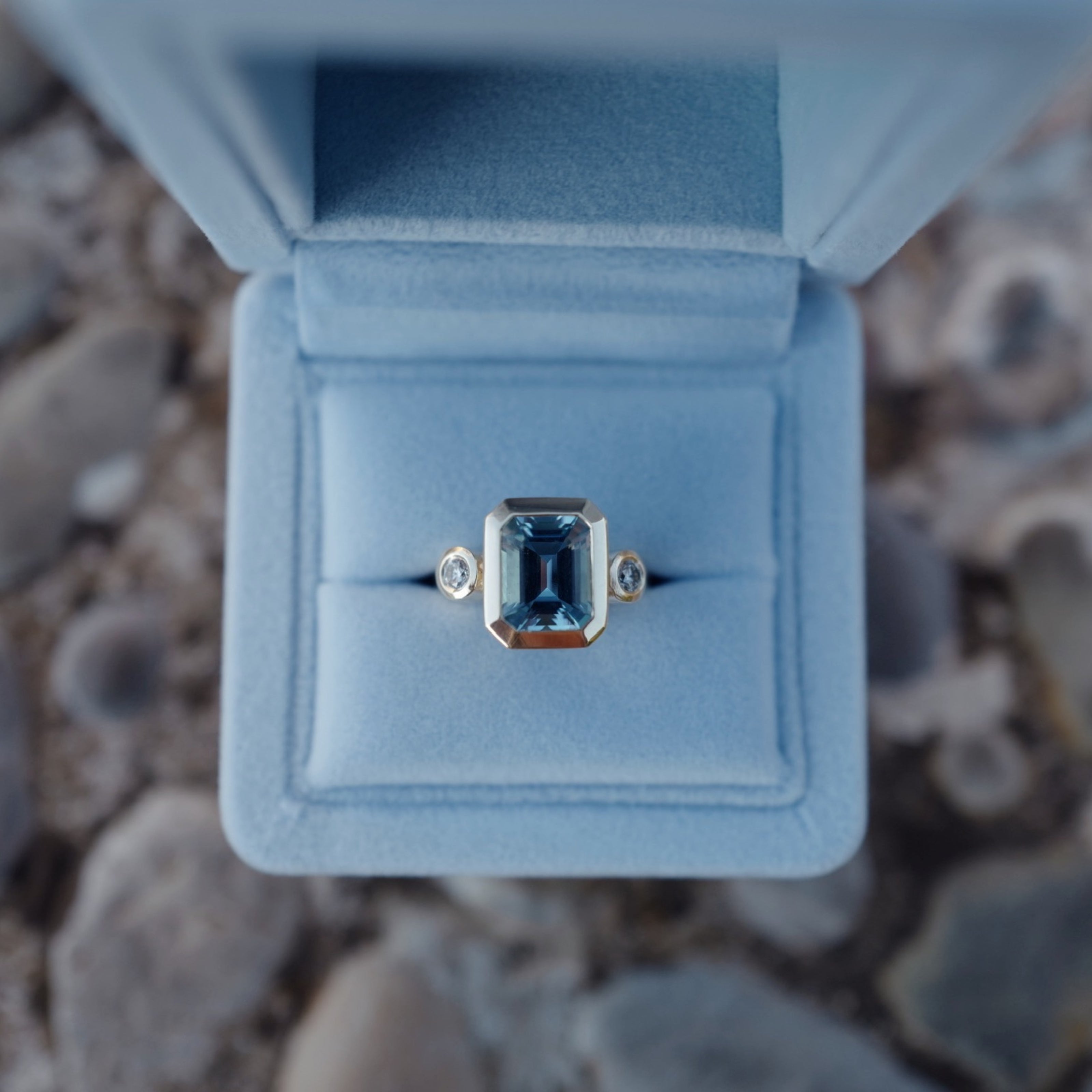 NERINE Gold Aquamarine &  Diamond Ring