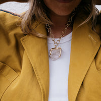 No.1 Gold Rock Crystal Pendant Handmade Chain Necklace