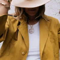 No.1 Gold Rock Crystal Pendant Handmade Chain Necklace