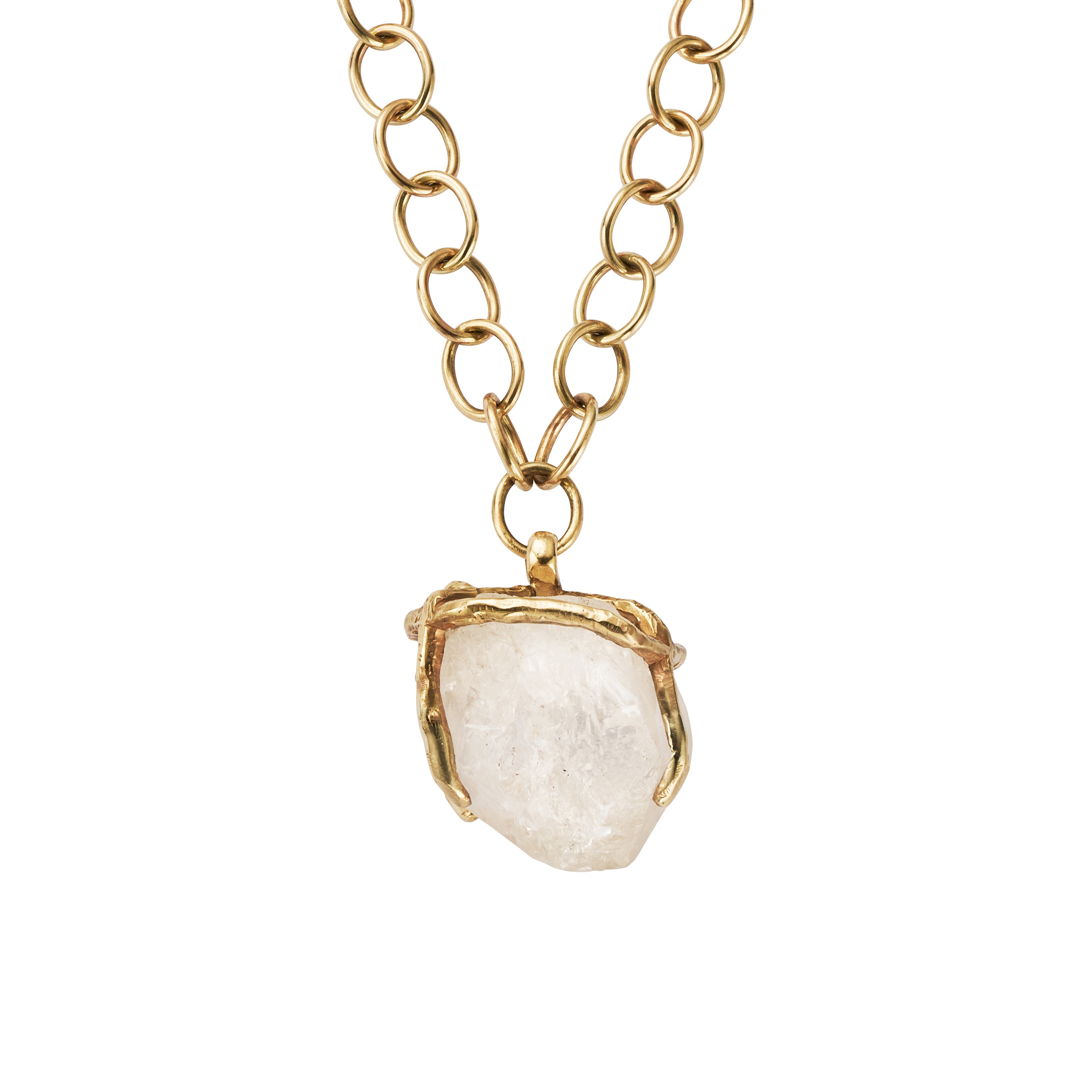 No.1 Gold Rock Crystal Pendant Handmade Chain Necklace