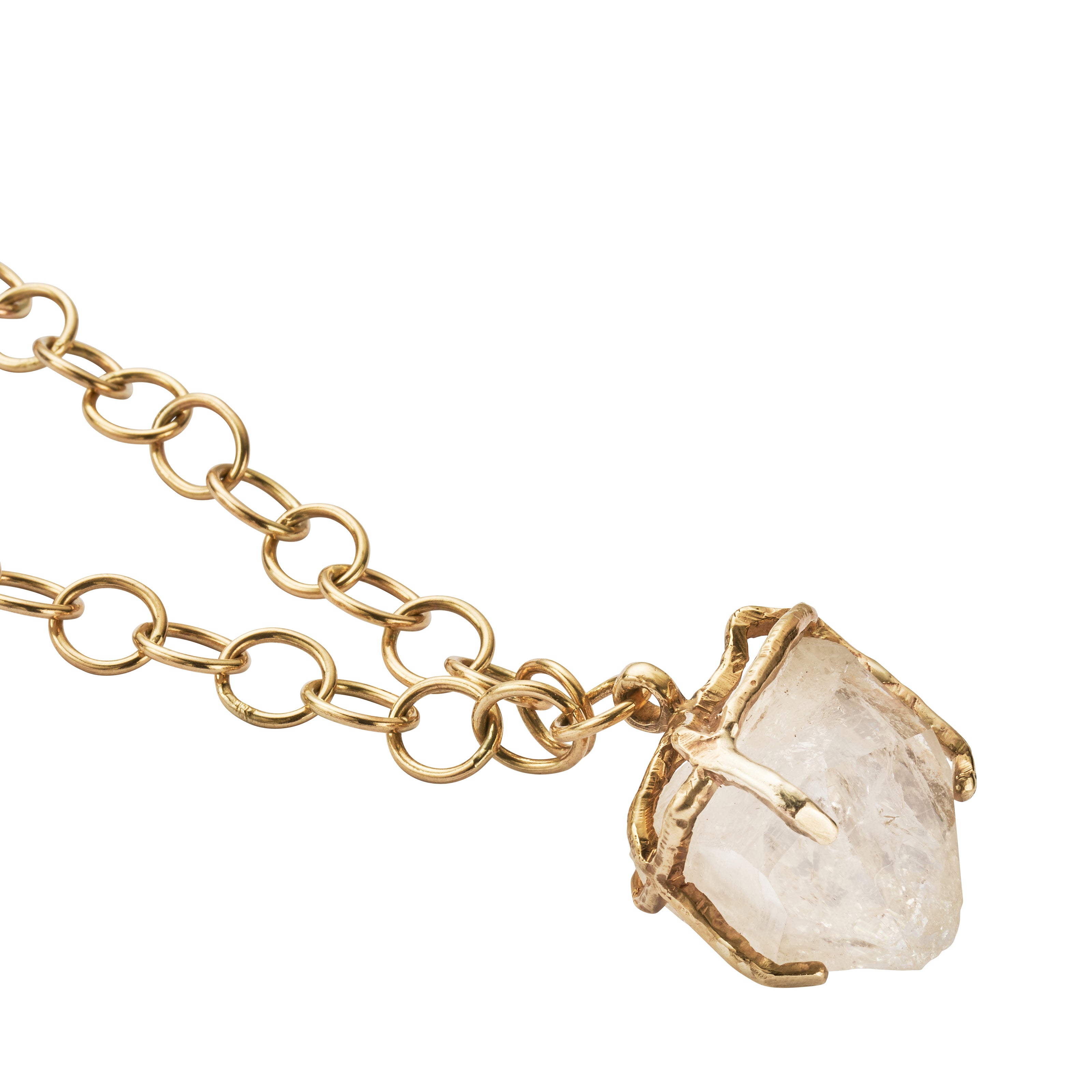 No.1 Gold Rock Crystal Pendant Handmade Chain Necklace
