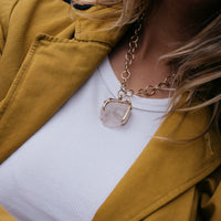 No.1 Gold Rock Crystal Pendant Handmade Chain Necklace