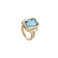 NILA Gold Aquamarine & Diamond Ring