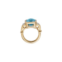 NILA Gold Aquamarine & Diamond Ring