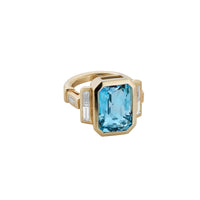 NILA Gold Aquamarine & Diamond Ring