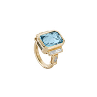 NILA Gold Aquamarine & Diamond Ring