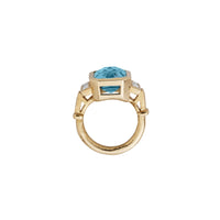 NILA Gold Aquamarine & Diamond Ring