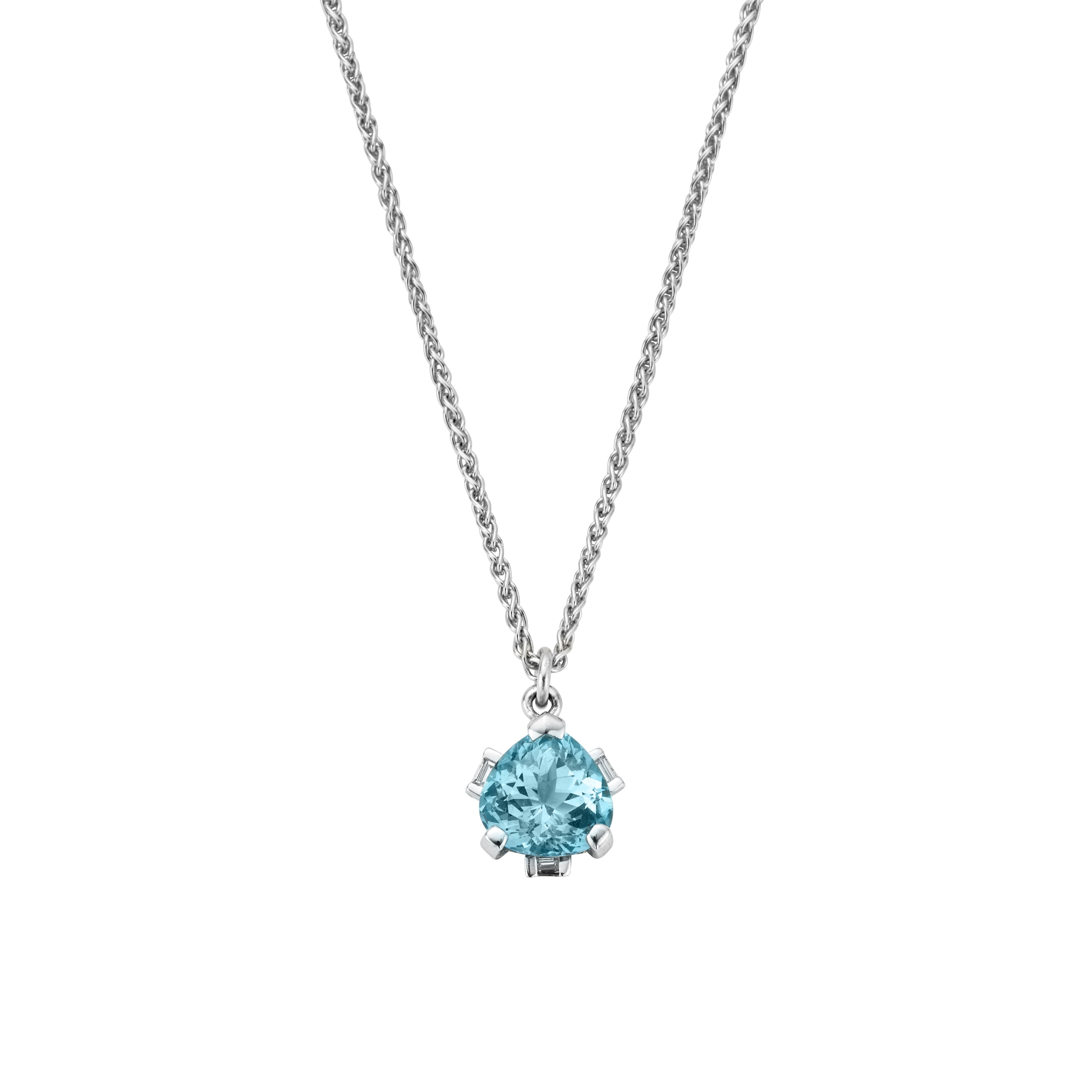 NILAK White Gold Aquamarine & Diamond Necklace