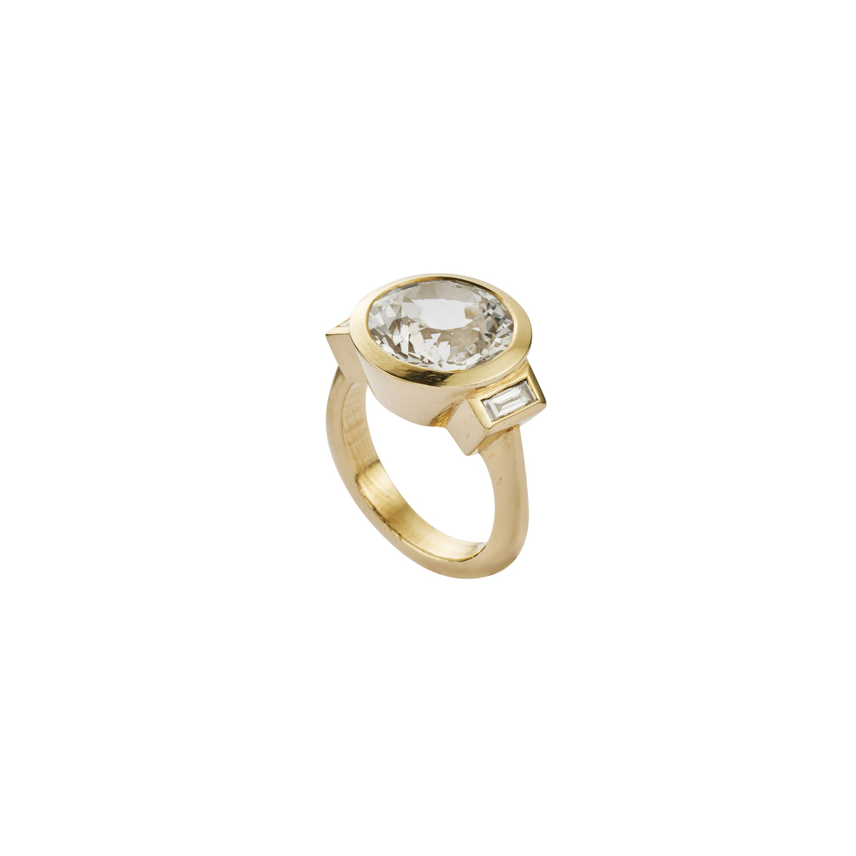 NURA Gold White Sapphire & Diamond Ring