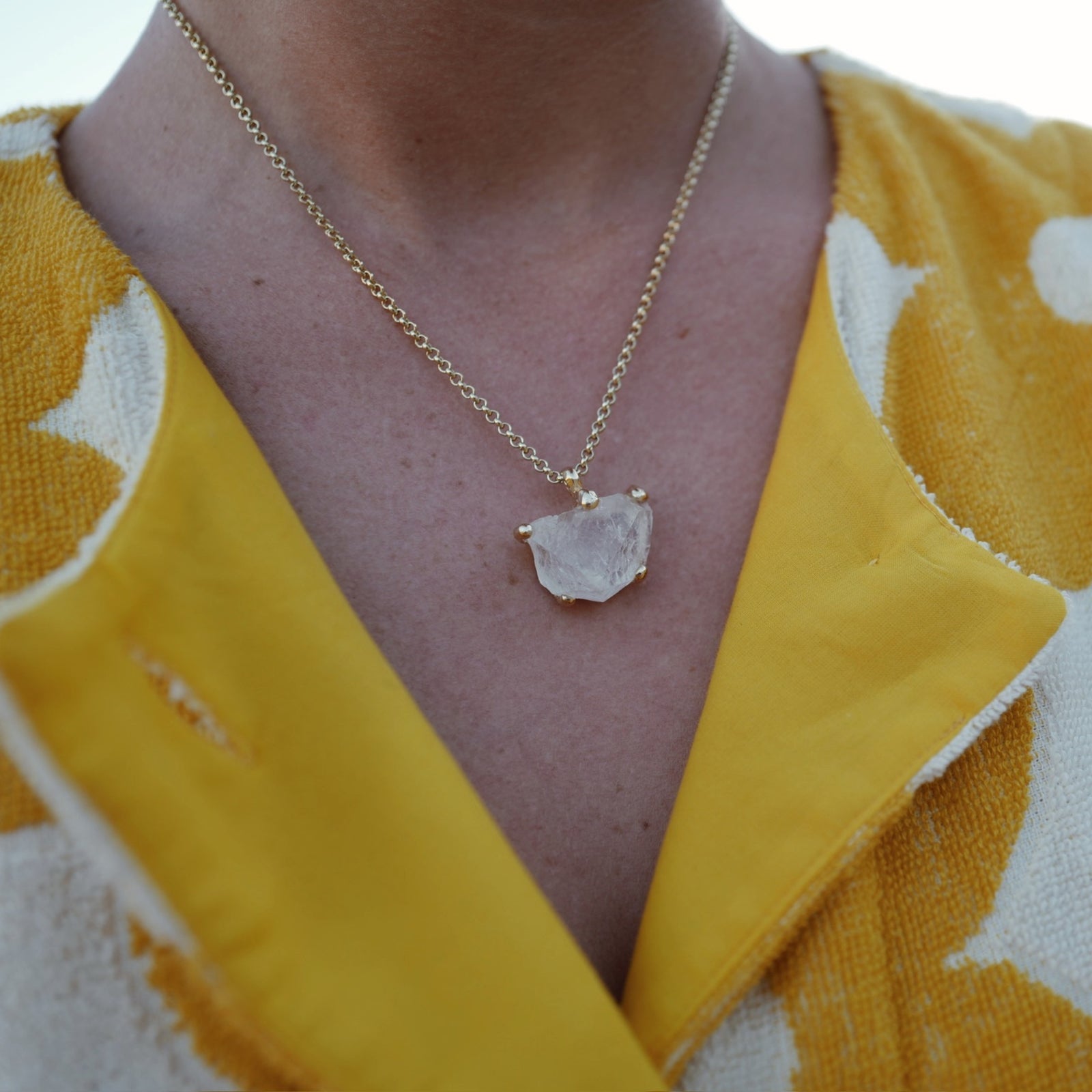 No.9 Gold Rock Crystal Pendant Necklace