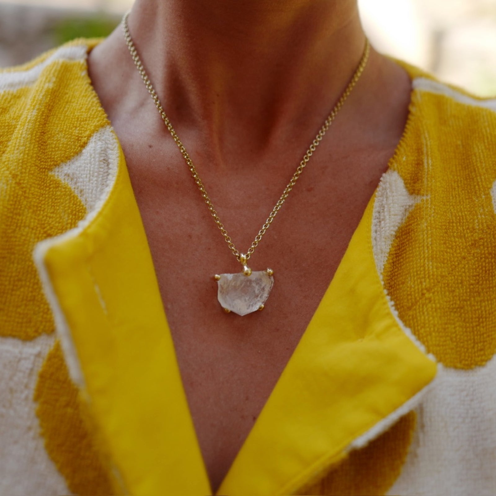No.9 Gold Rock Crystal Pendant Necklace