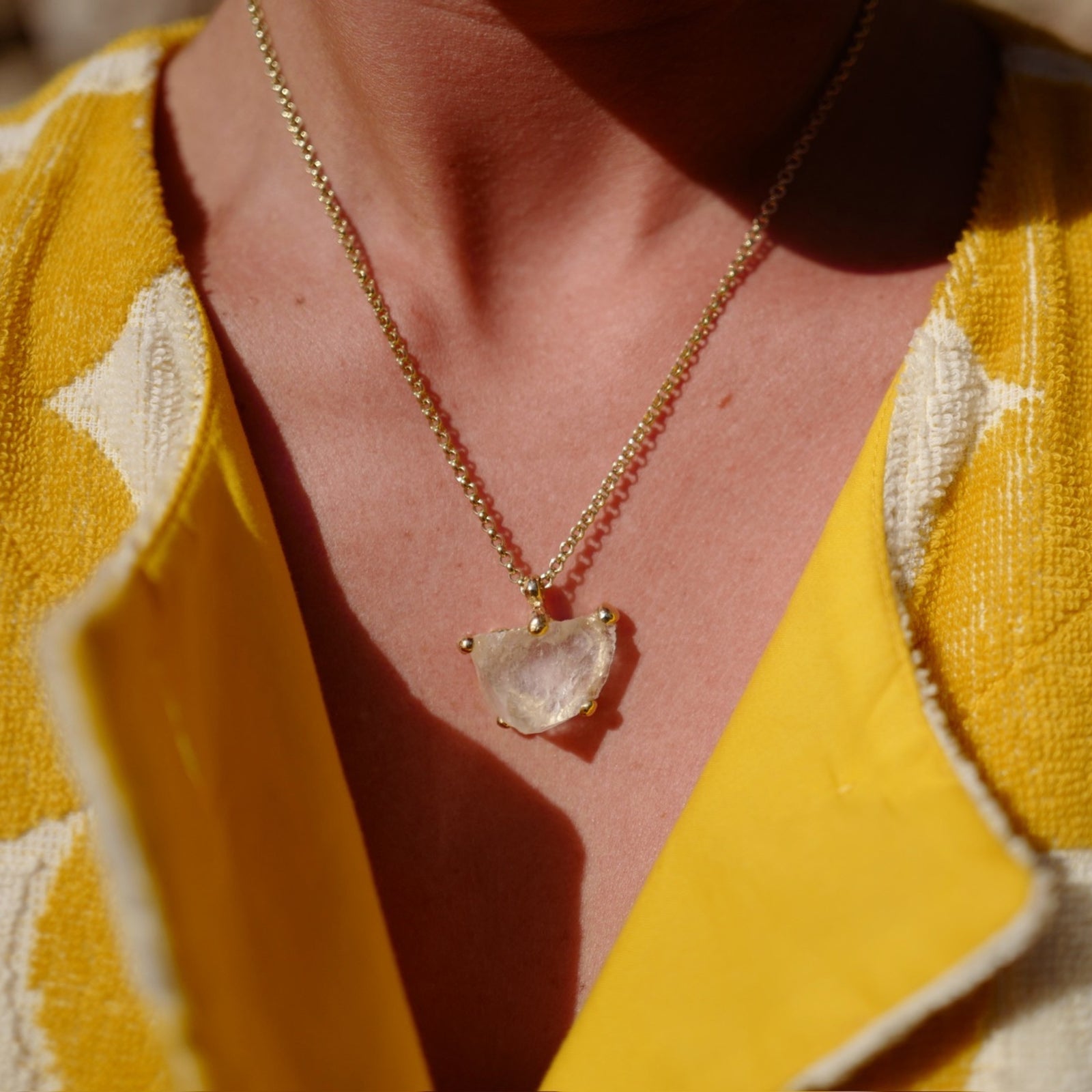 No.9 Gold Rock Crystal Pendant Necklace
