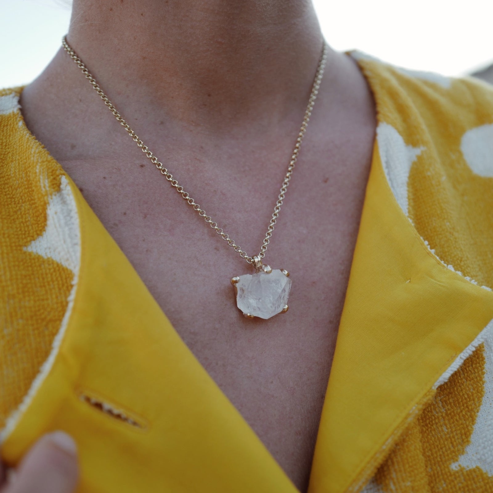 No.9 Gold Rock Crystal Pendant Necklace
