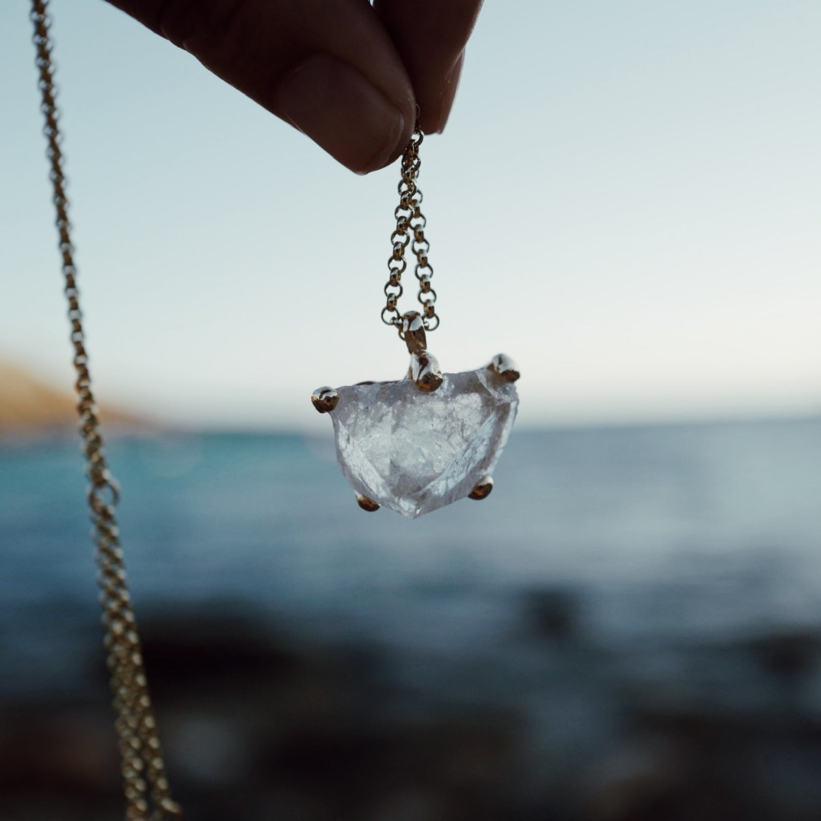 No.9 Gold Rock Crystal Pendant Necklace