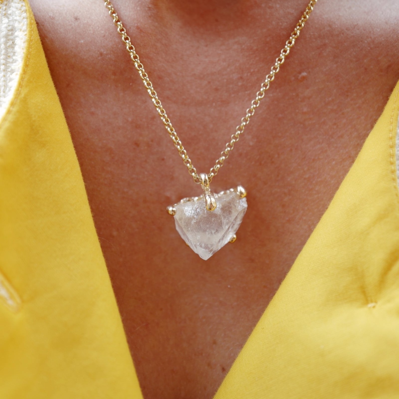 No.9 Gold Rock Crystal Pendant Necklace