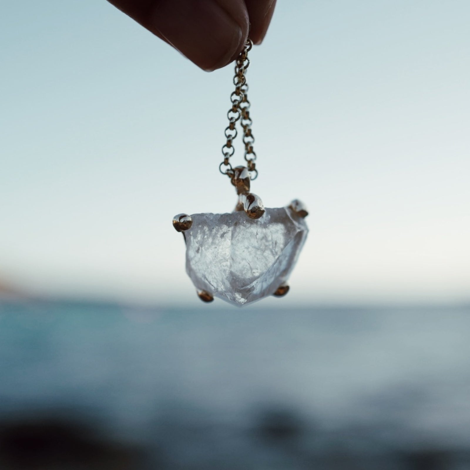 No.9 Gold Rock Crystal Pendant Necklace