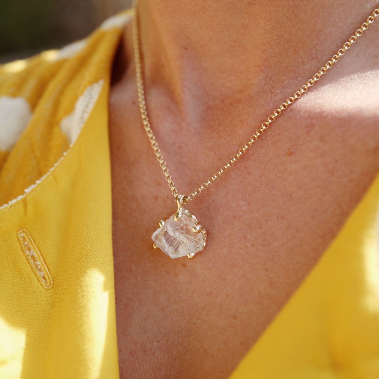 No.10 Gold Rock Crystal Pendant Necklace