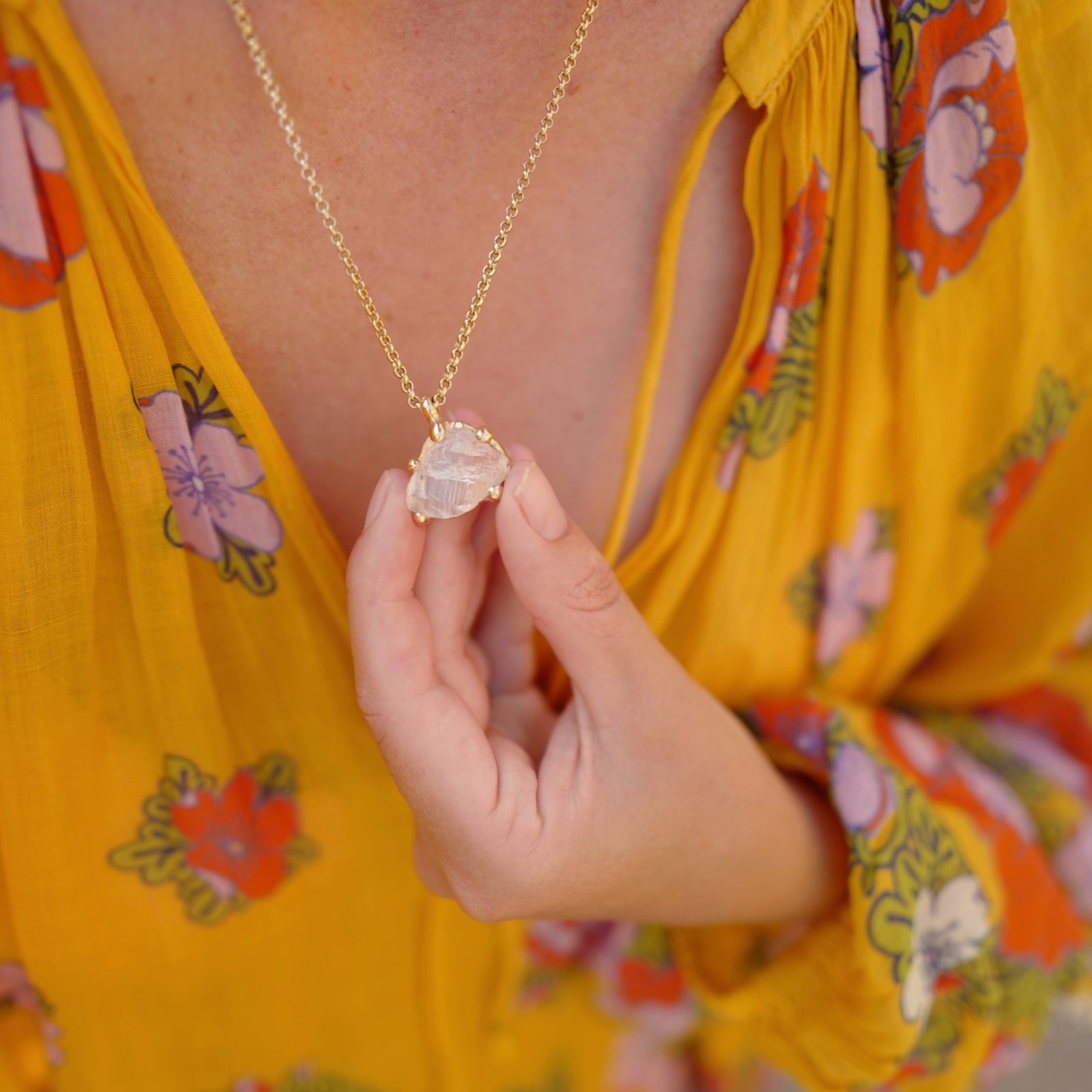 No.10 Gold Rock Crystal Pendant Necklace