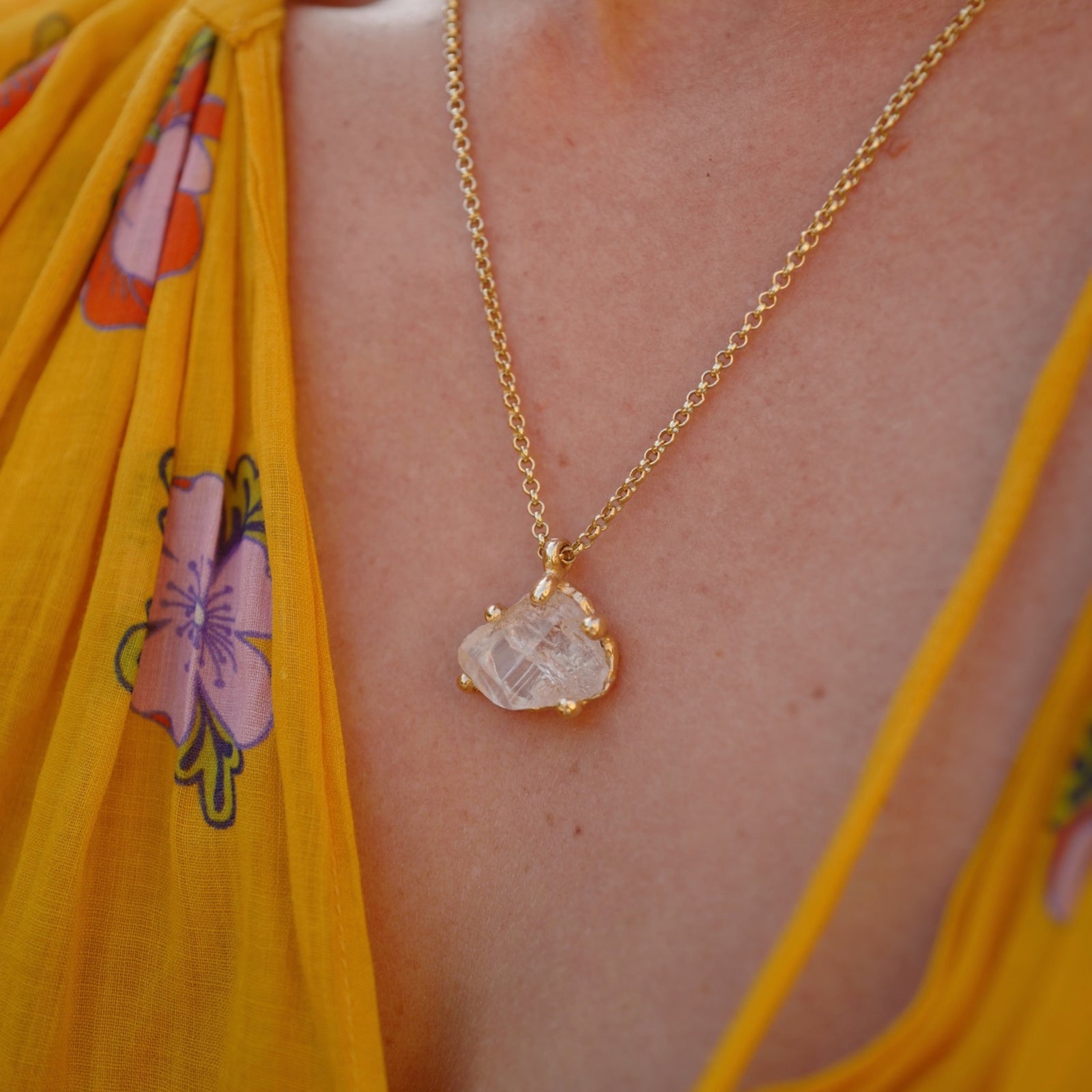 No.10 Gold Rock Crystal Pendant Necklace