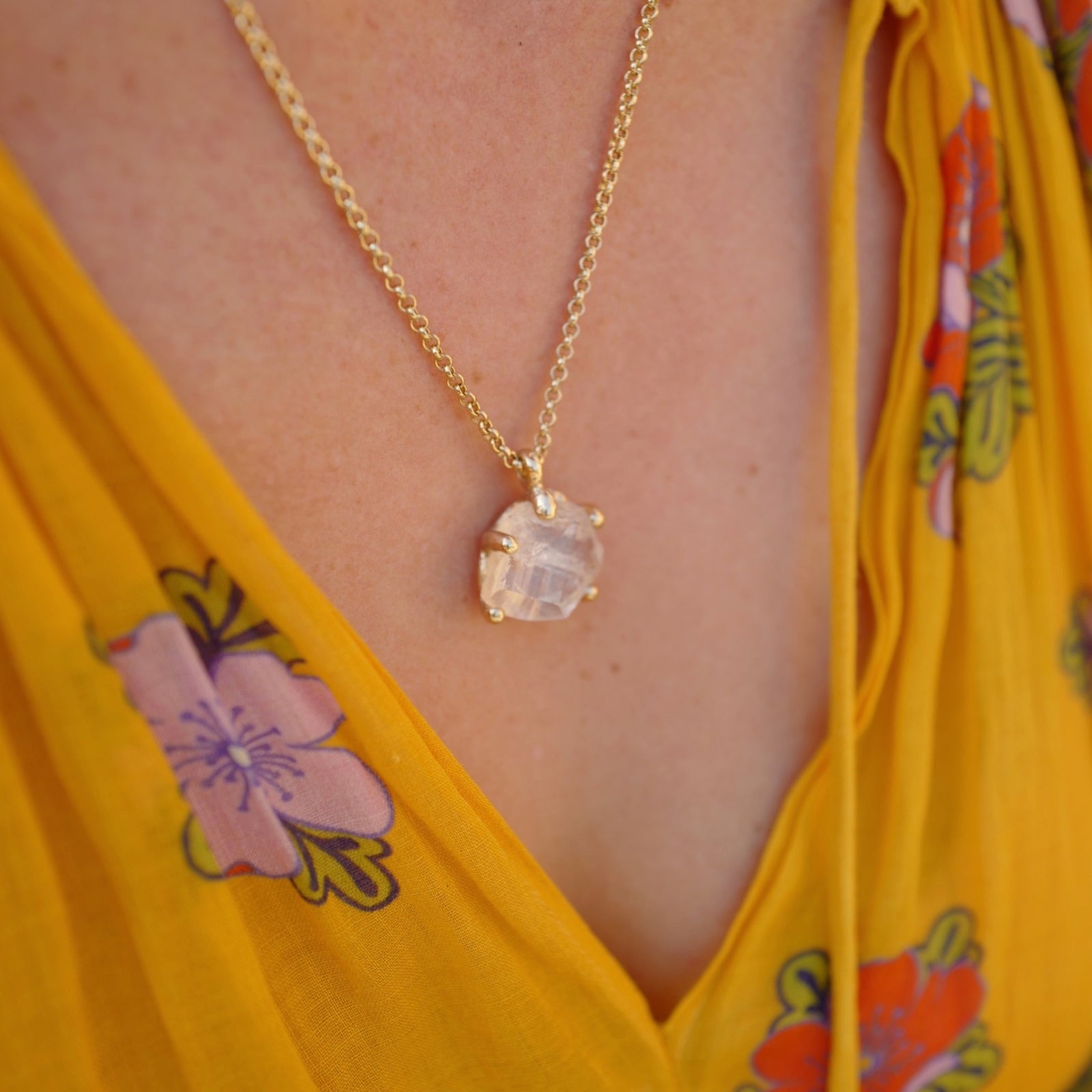 No.10 Gold Rock Crystal Pendant Necklace