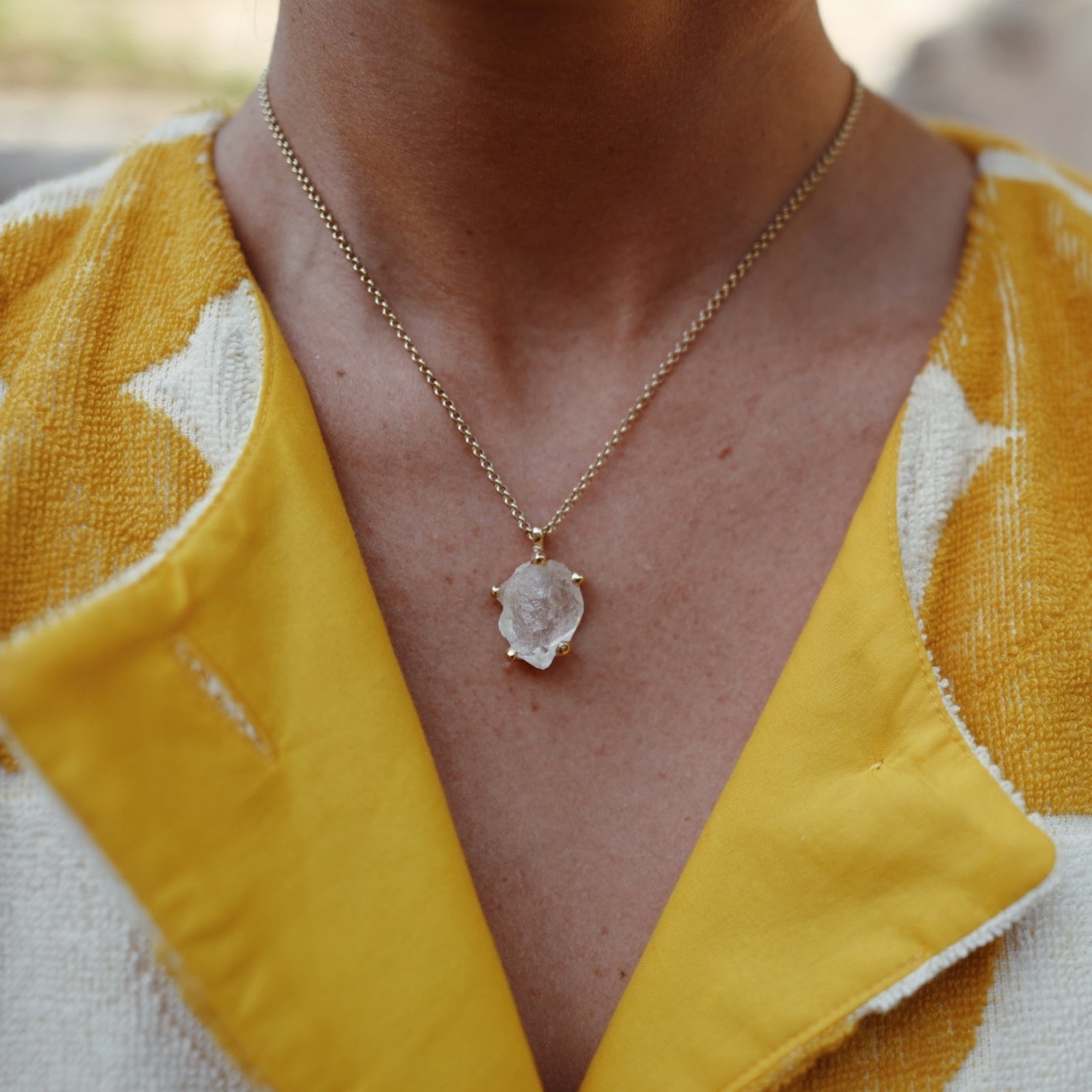 No.11 Gold Rock Crystal Pendant Necklace