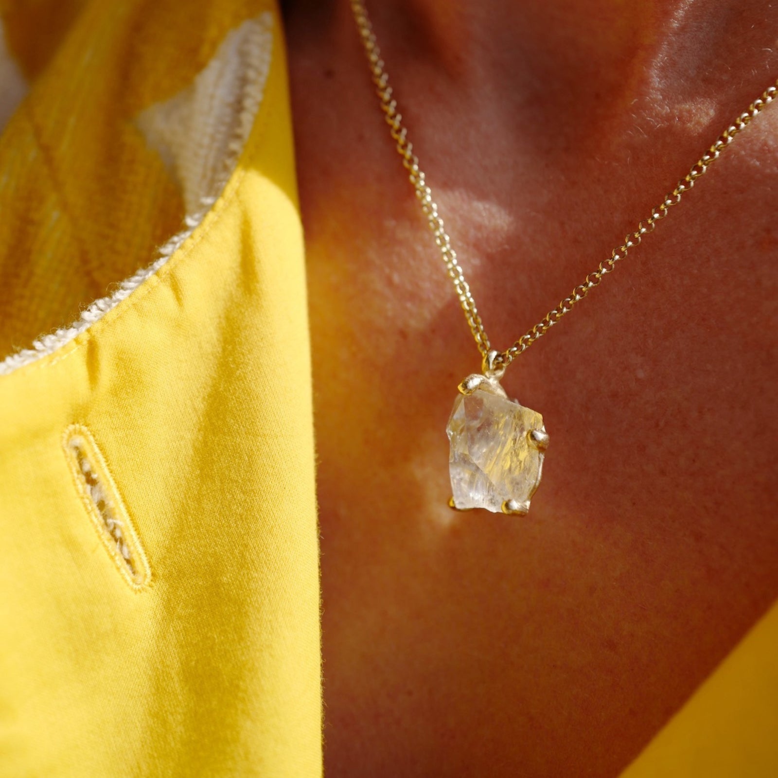 No.12 Gold Rock Crystal Pendant Necklace