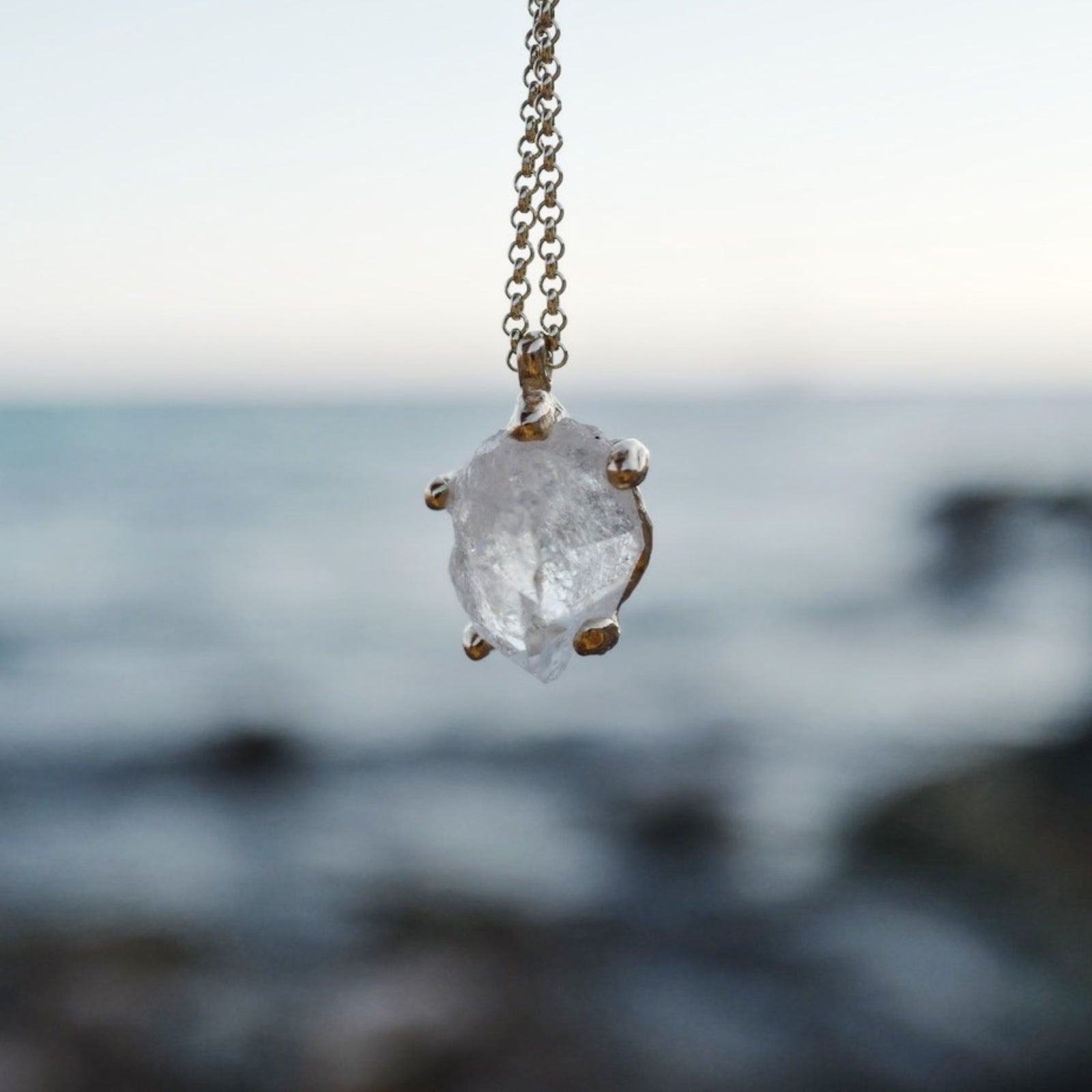 No.11 Gold Rock Crystal Pendant Necklace