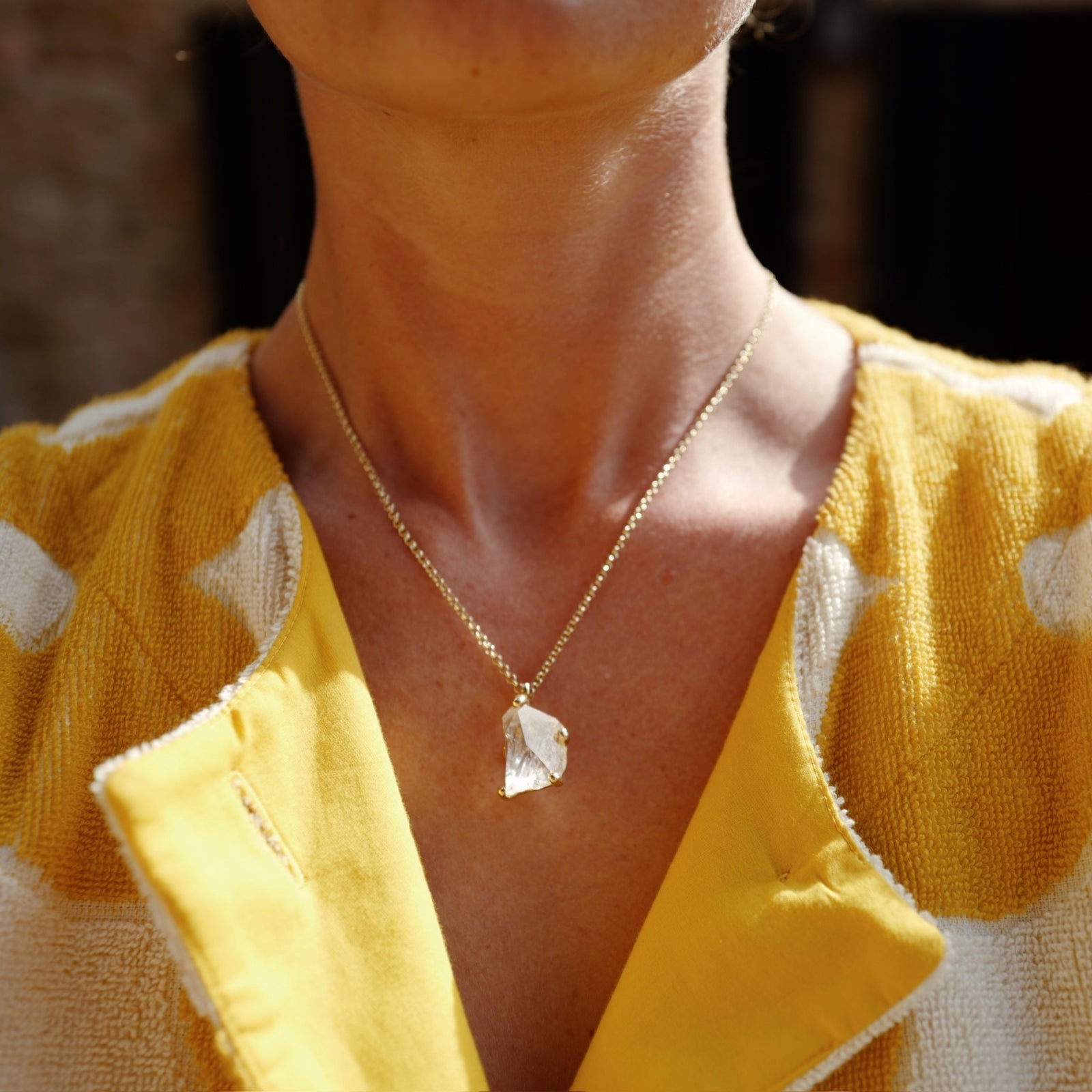 No.12 Gold Rock Crystal Pendant Necklace