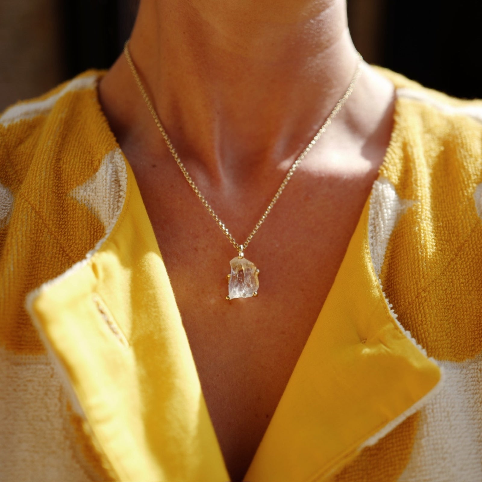 No.12 Gold Rock Crystal Pendant Necklace