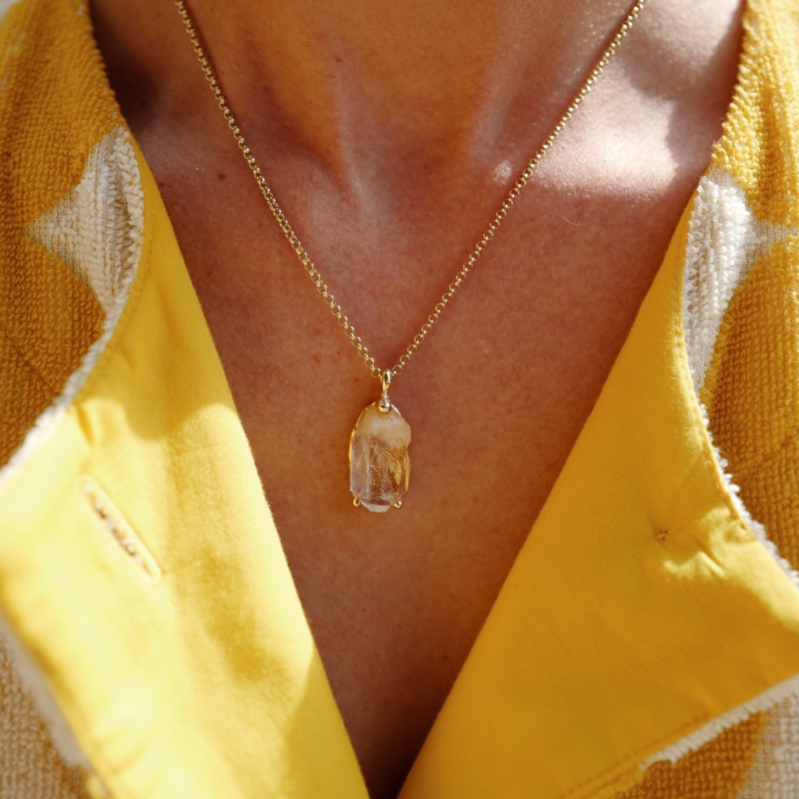No.13 Gold Rock Crystal Pendant Necklace