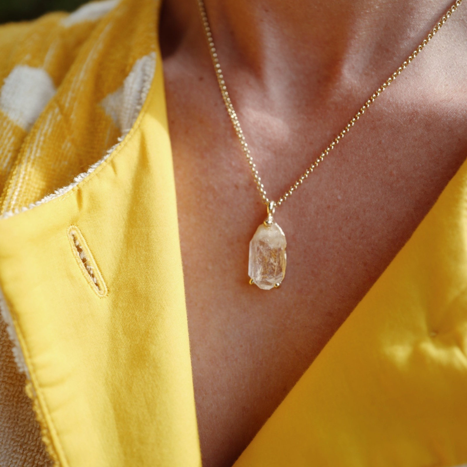 No.13 Gold Rock Crystal Pendant Necklace