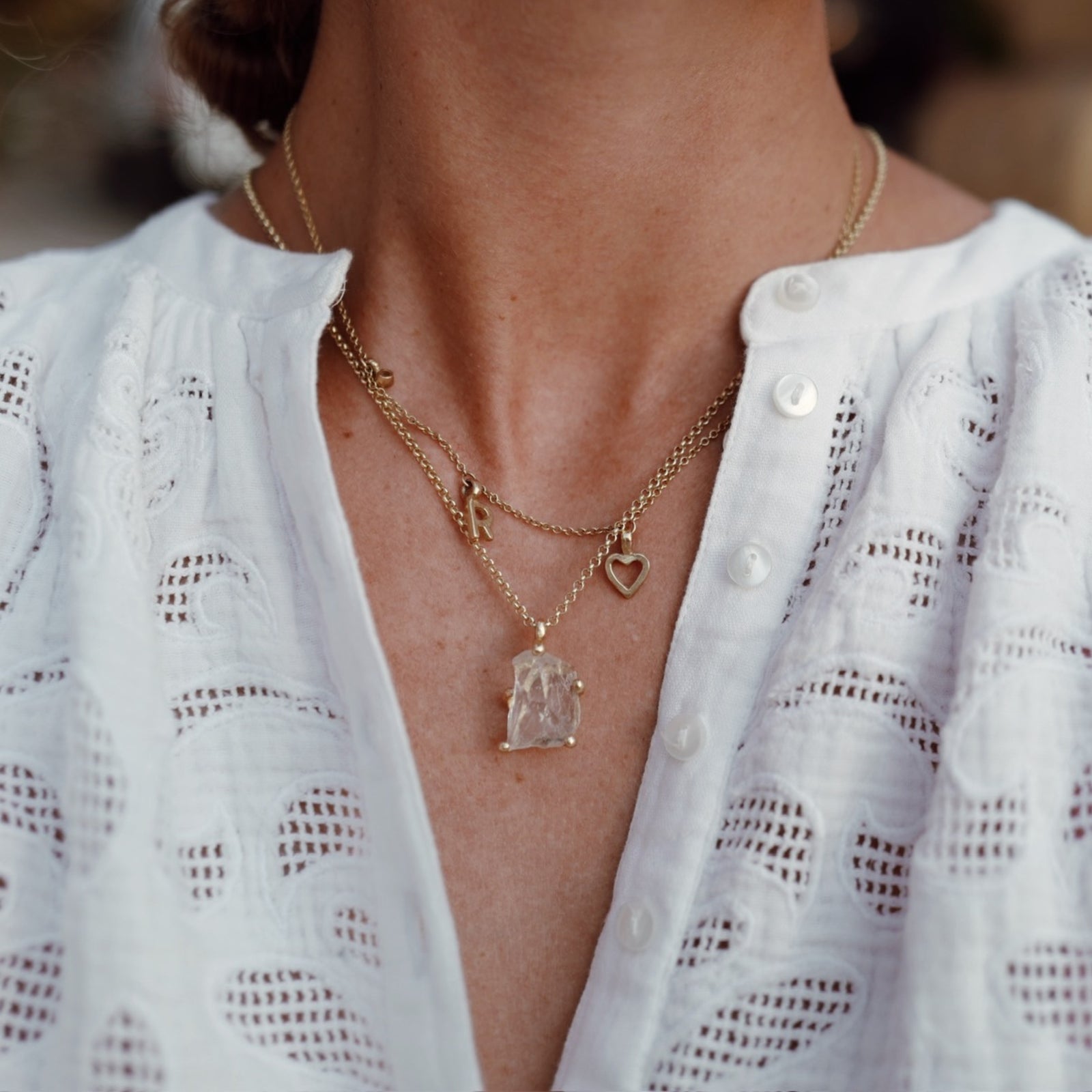 No.12 Gold Rock Crystal Pendant Necklace