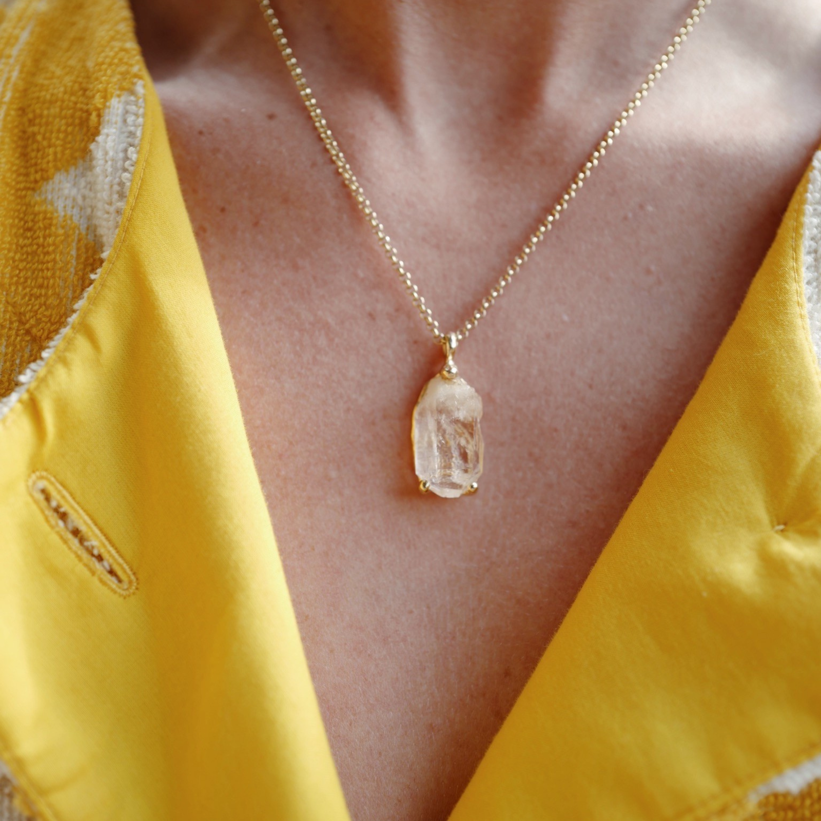 No.13 Gold Rock Crystal Pendant Necklace