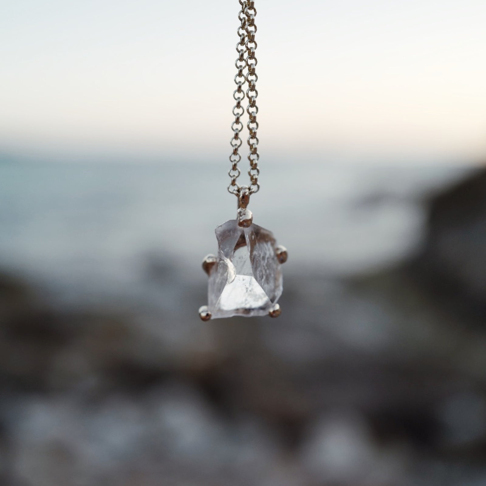No.12 Gold Rock Crystal Pendant Necklace