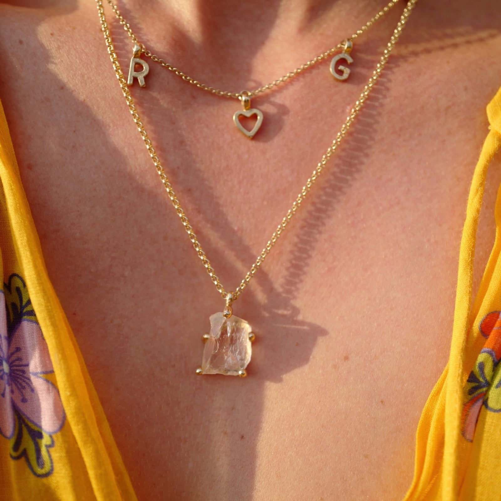 No.12 Gold Rock Crystal Pendant Necklace