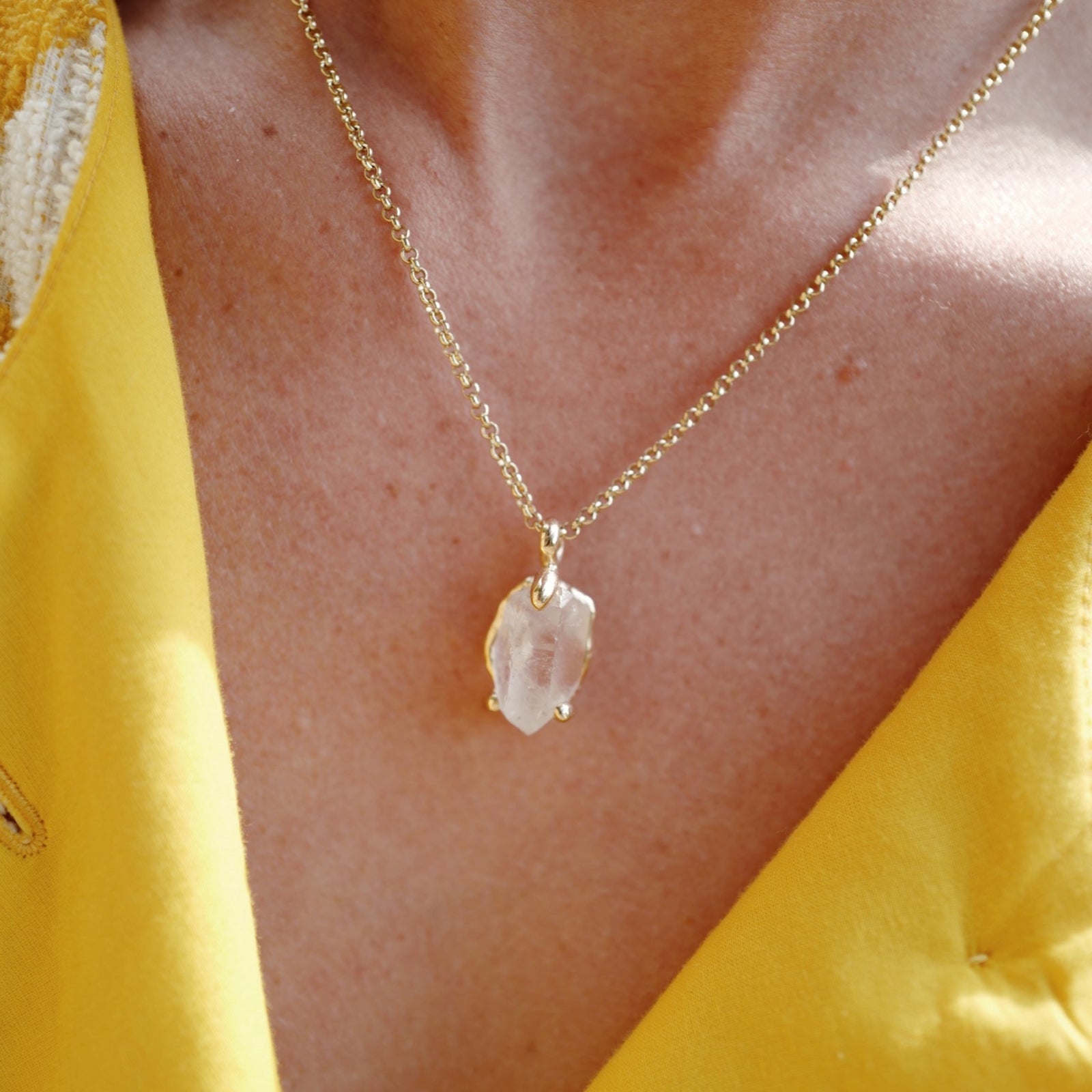 No.14 Gold Rock Crystal Pendant Necklace