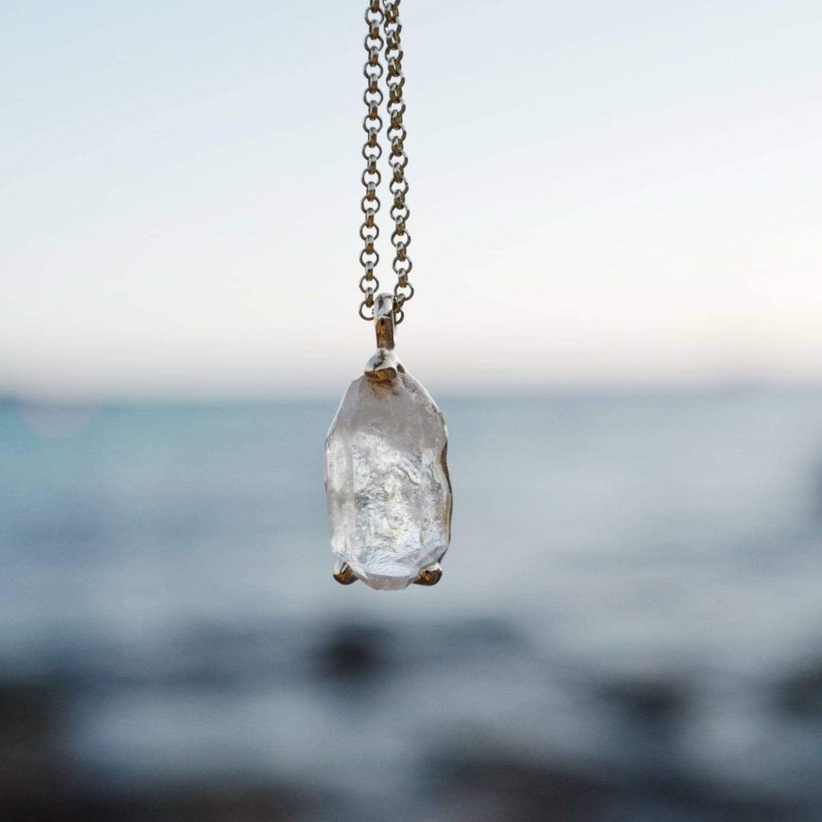 No.13 Gold Rock Crystal Pendant Necklace