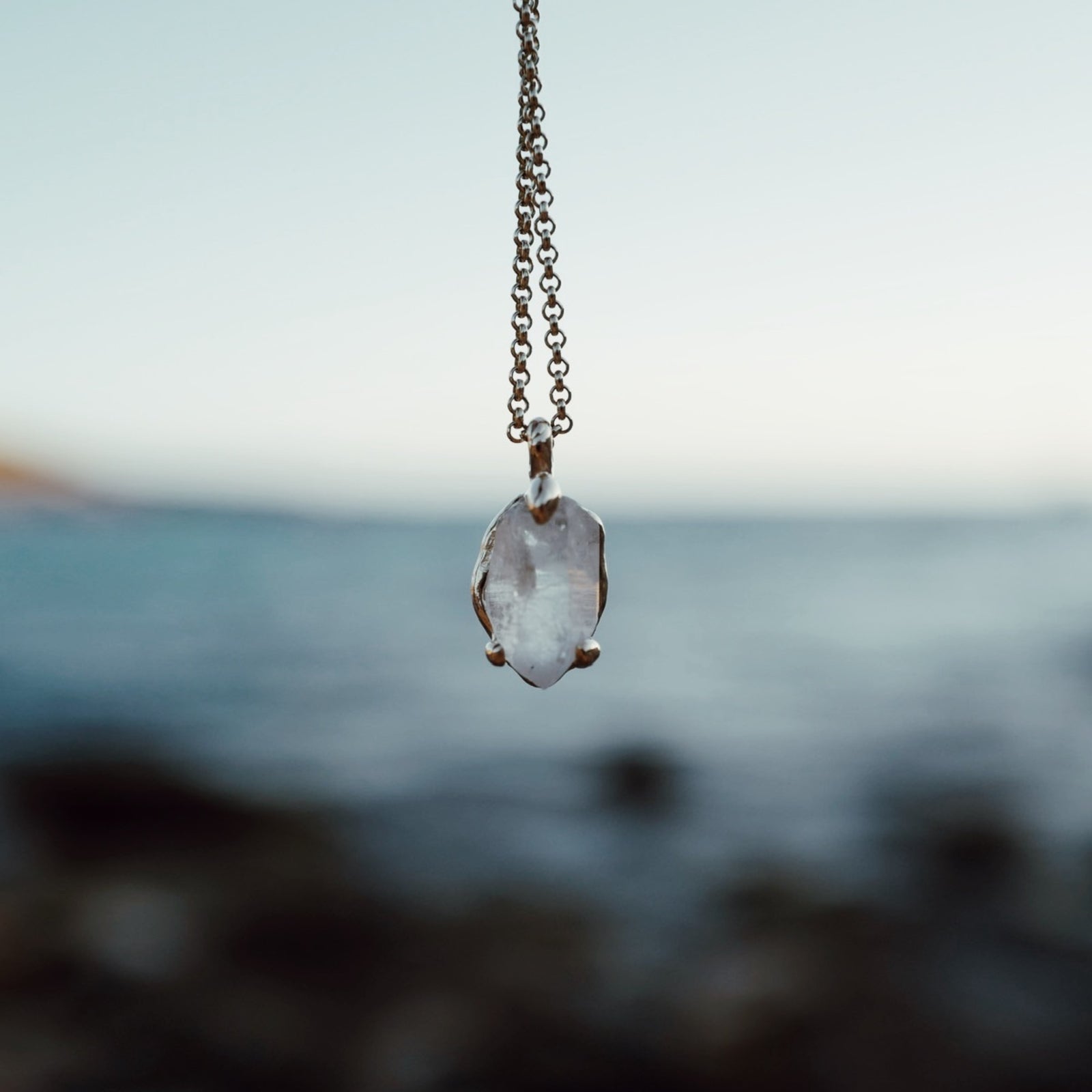 No.14 Gold Rock Crystal Pendant Necklace