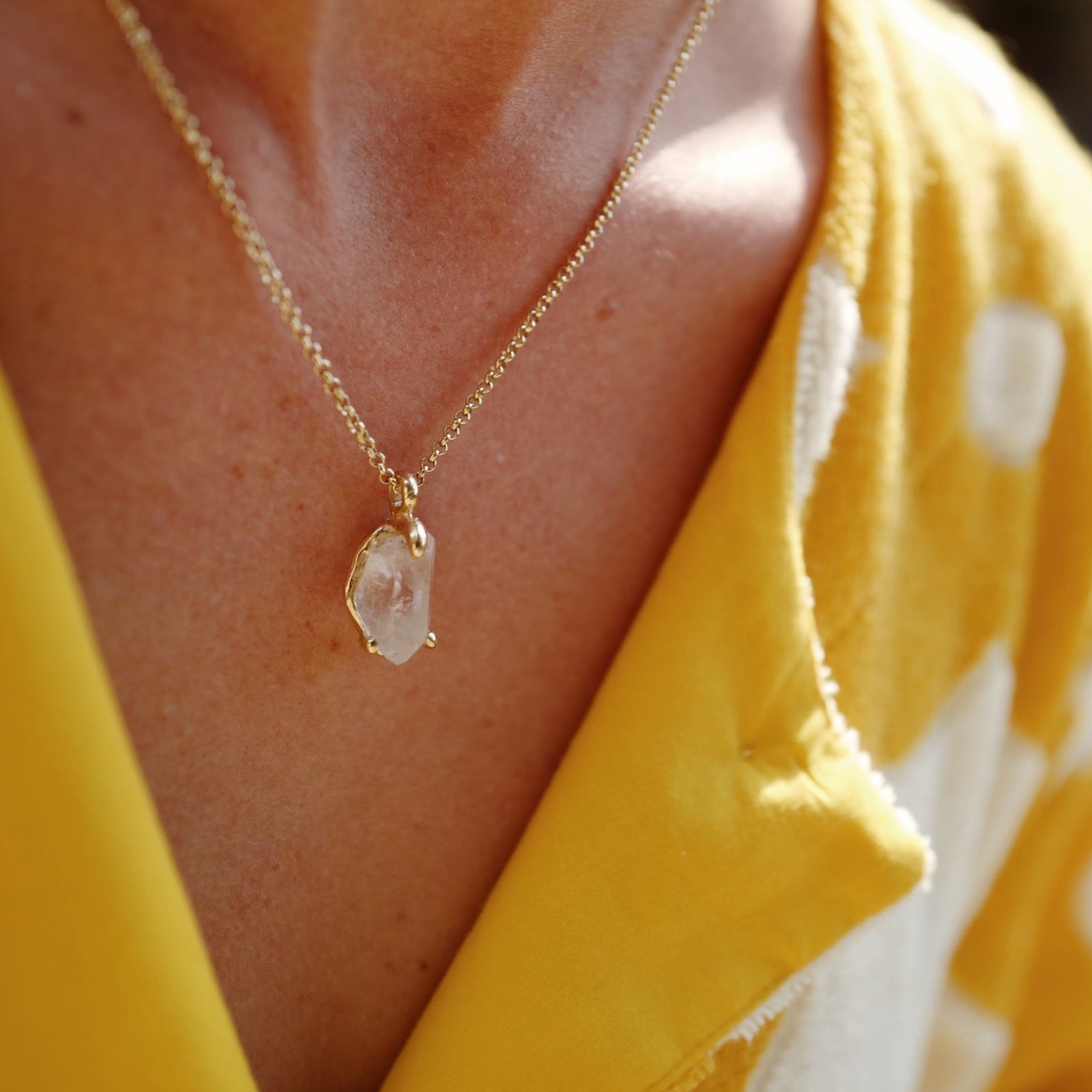 No.14 Gold Rock Crystal Pendant Necklace
