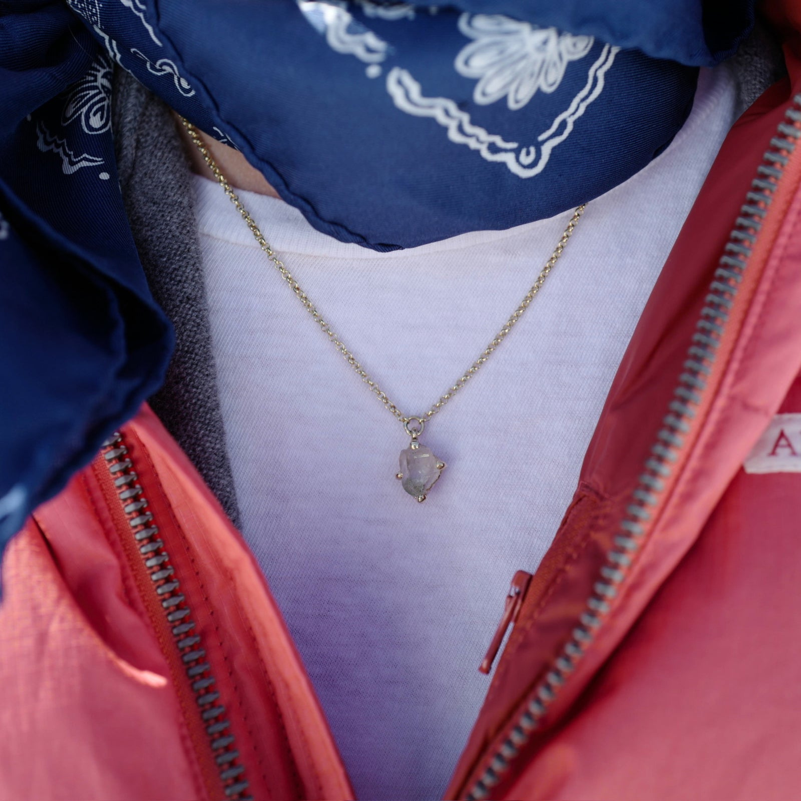 No.15 Gold Rock Crystal Pendant Necklace