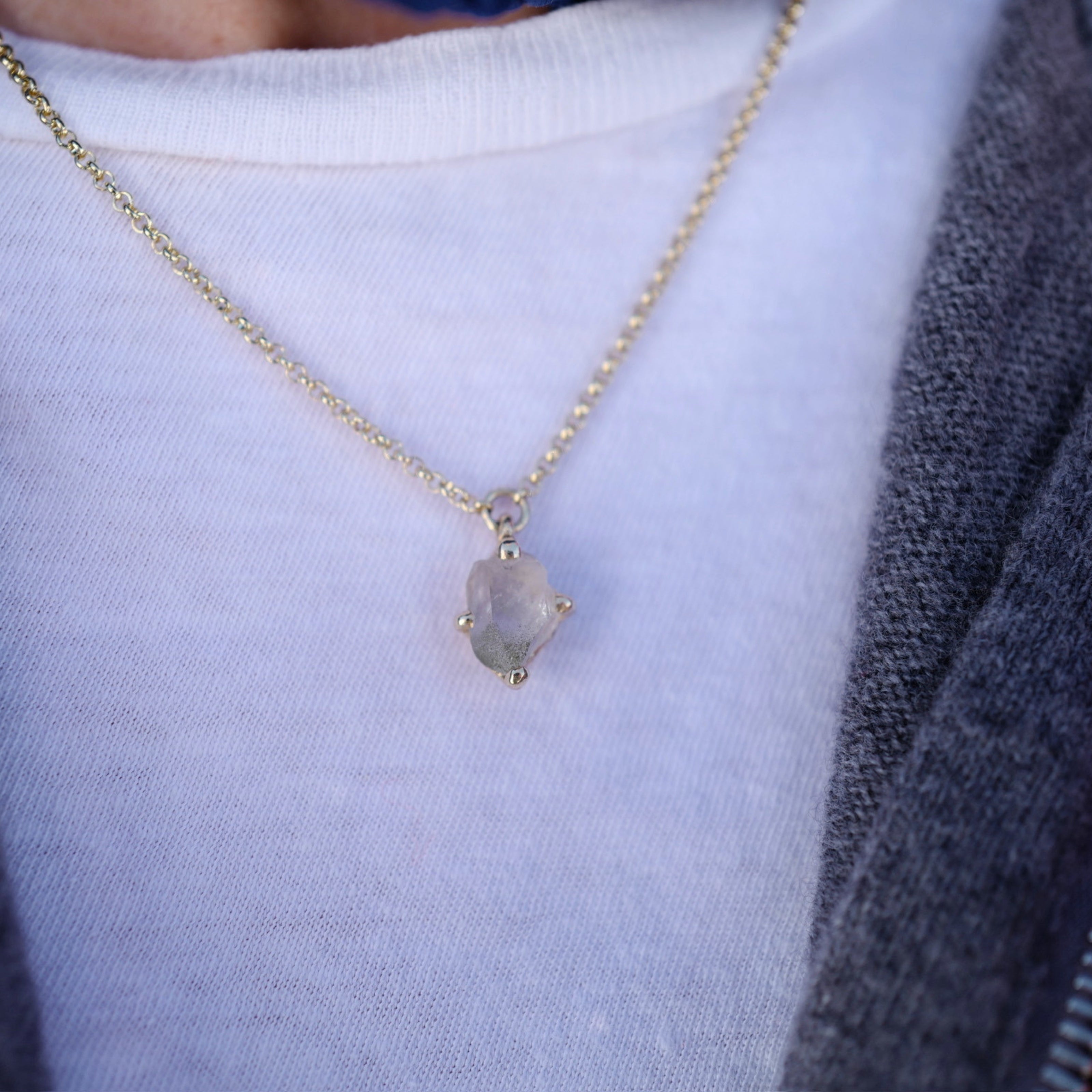 No.15 Gold Rock Crystal Pendant Necklace