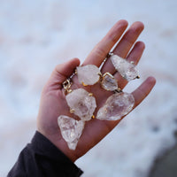 No.2 Gold Rock Crystal Pendant Handmade Chain Necklace