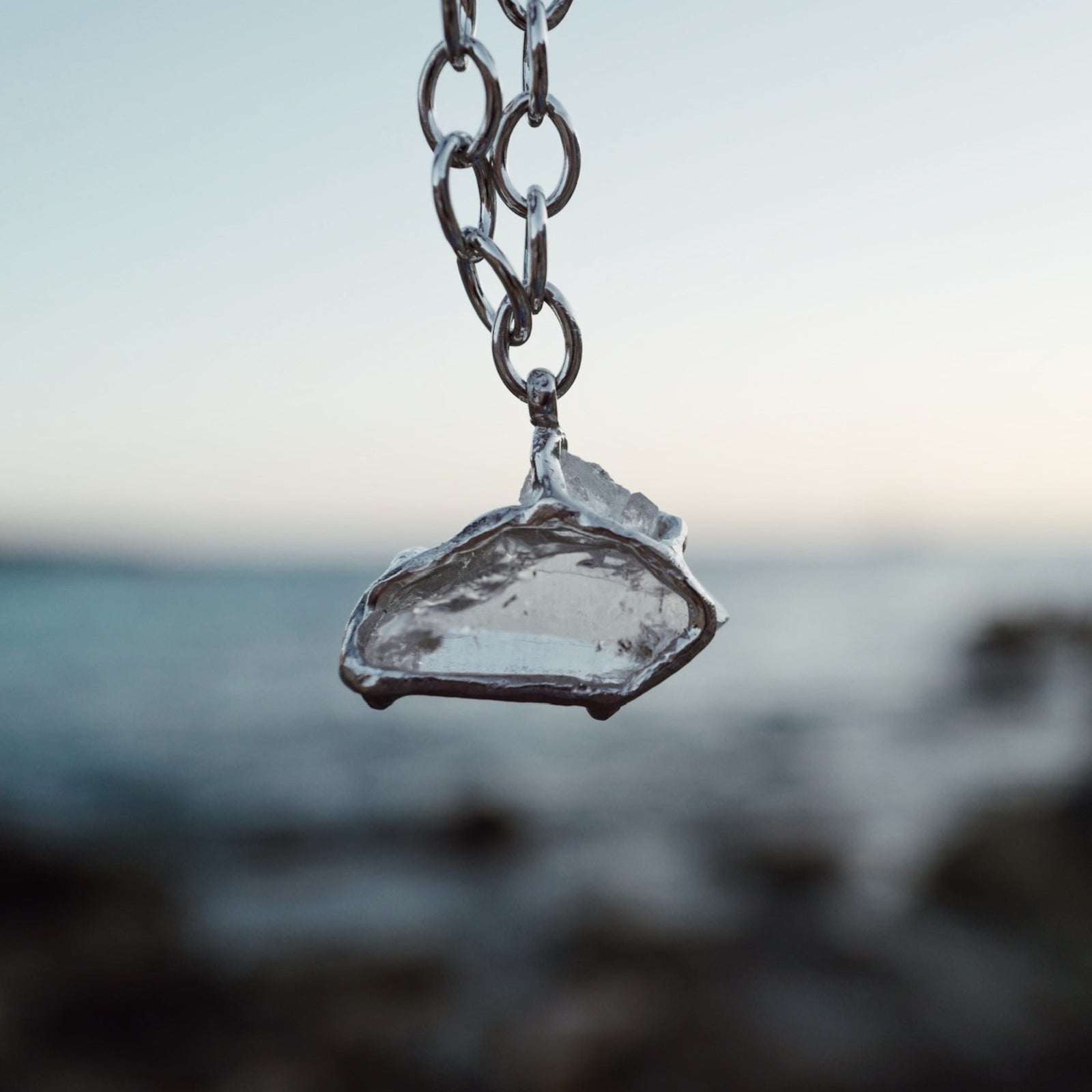 No.16 Silver Rock Crystal Pendant Sylt Chain Necklace