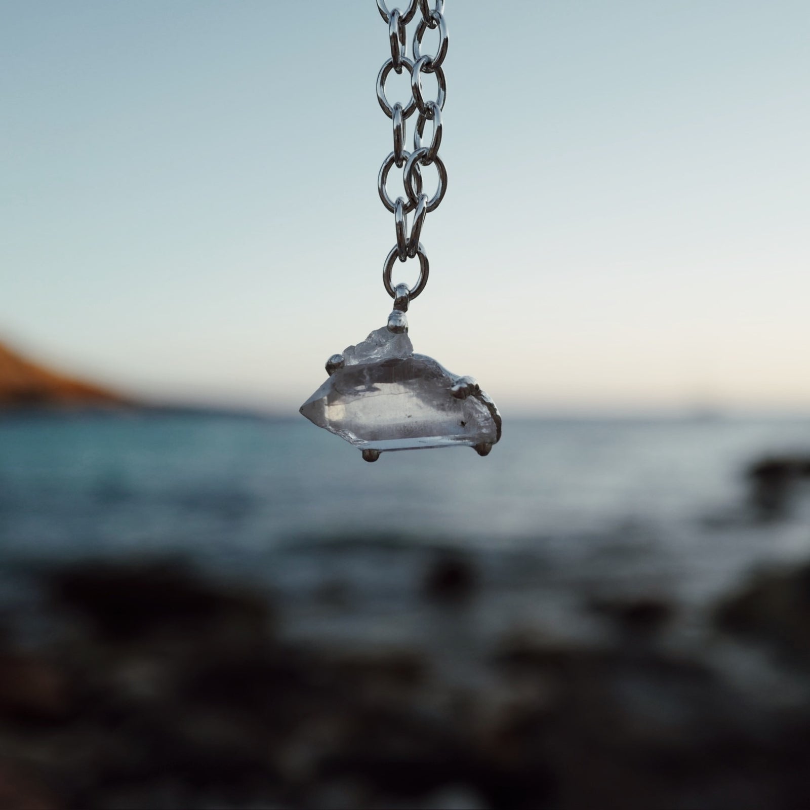 No.16 Silver Rock Crystal Pendant Sylt Chain Necklace